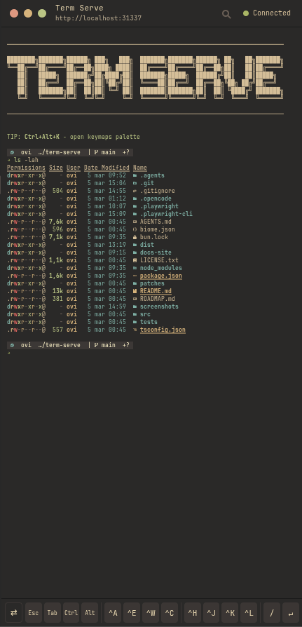 term-serve mobile session screenshot